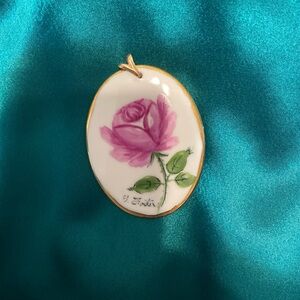 Vintage signed hand painted porcelain pendant